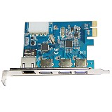XT-XINTE LTU3-3UR Expansion Card Desktop PCI-E to 3-Port USB 3.0 + USB 3.0 Ethernet RJ45 Port