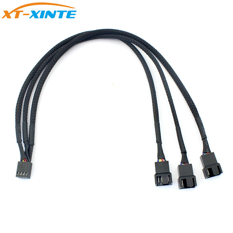 4Pin PWM 1 to 3 Ways Cooler Fan Power Supply Extension Cable Y Splitter Cord Multiplier Computer PC Chassis Cooling 22AWG 30cm