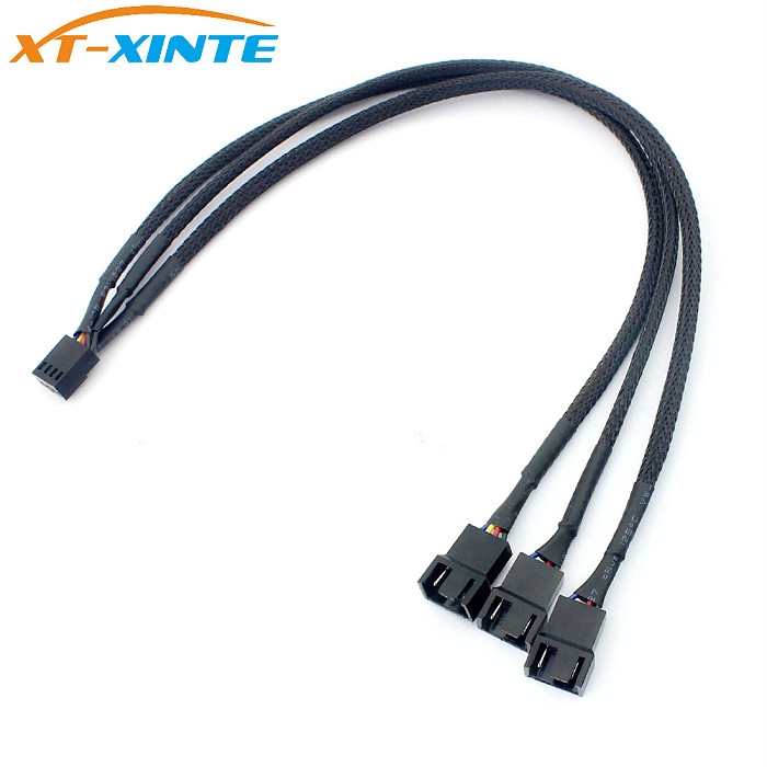 4Pin PWM 1 to 3 Ways Cooler Fan Power Supply Extension Cable Y Splitter Cord Multiplier Computer PC Chassis Cooling 22AWG 30cm
