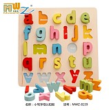 MWZ Wooden 3D Puzzle Toy English Alphabet Recognition Letter Digital Shape Cognitive Panel Board Jigsaw Kids Early Education