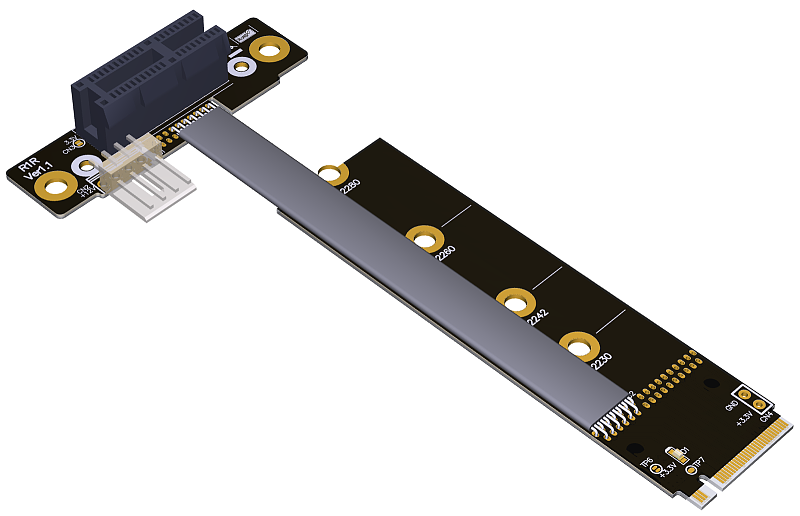 Graphics Card Extension Cable Adapter PCI-E x1 3.0 M2 25cm for Bitcoin Mining