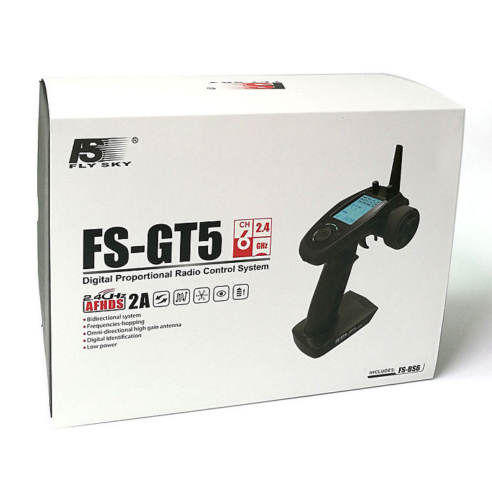 Flysky FS-GT5 2.4G 6CH Transmitter w/ FS-BS6 Receiver Built-in Gyro for Car Boat