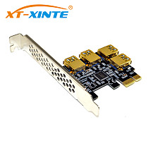PCI-E 1x to 16x Riser Card PCI-Express 1 to 4 Slot PCIe USB3.0 Adapter Port Multiplier Miner Card for BTC Bitcoin Mining
