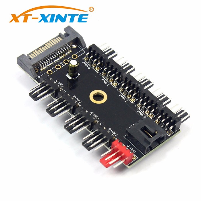 PC 1 to 10 4Pin / SATA Cooling Fan Hub Molex Cooler Splitter Cable PWM 12V Led Speed Power Supply Adapter For Mining Computer