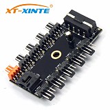PC 1 to 10 4Pin / SATA Cooling Fan Hub Molex Cooler Splitter Cable PWM 12V Led Speed Power Supply Adapter For Mining Computer