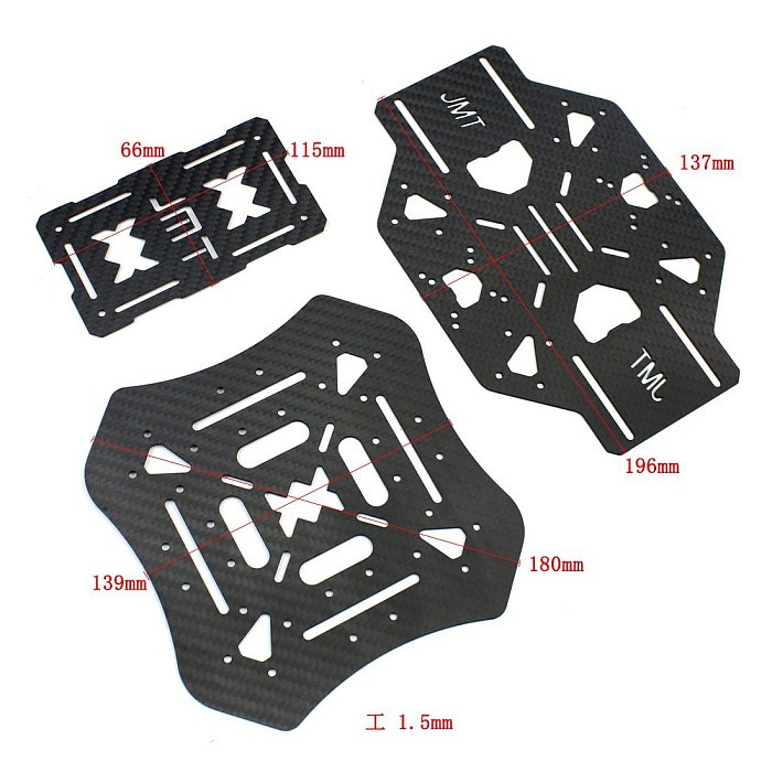 JMT X4 460mm 560mm Carbon Fiber Foldable Frame with Non-foldable Landing Skid for RC Helicopter