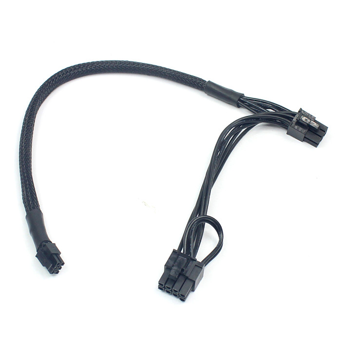 XT-XINTE Mini 6Pin to PCI-E 6Pin + 8Pin (6+2) Dual PCI-Express Ports Cable Video Graphic Card Power Cable for G5/Mac Pro 30CM+15CM