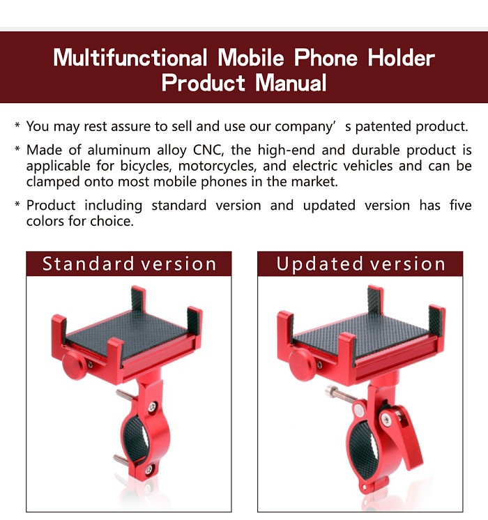 XT-XINTE Rotatable CNC Bike Motorcycle Aluminum Phone Bracket Handlebar Mount Holder