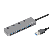 Acasis HS-080 4 Ports USB 3.0 Hub Splitter with Individual Switch External Cable 20cm USB Adapter Slim High Speed for MacBook PC