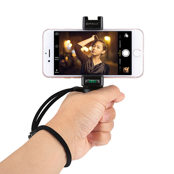 PULUZ PU366 Handheld Phone Grip Rig Stabilizer ABS Tripod Adapter Mount with Cold Shoe