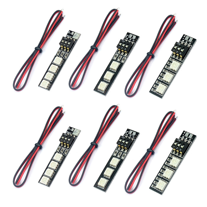 6pcs RGB 5050 LED Light Board 5V 12V 16V 3S 4S 7 Colors Switch for RC 250 QAV250 FPV Quadcopter Multicopter