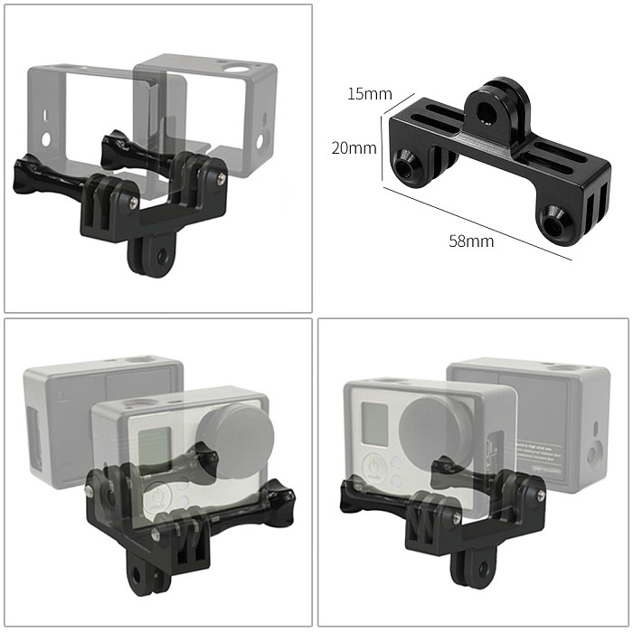 Aluminum Dual Flash Bracket & 360 Swivel Tripod Mount Adapter & Long Screw for Gopro SJCAM Xiaomi Yi Camera Underwater LED Light