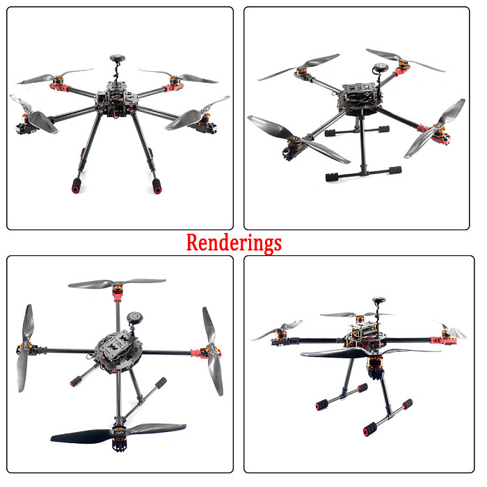 DIY 2.4GHz 4-Aixs RC Drone 630mm Frame Kit APM2.8 Flight Controller with AT9S TX RX Brushless Motor ESC Altitude Hold Quadcopter