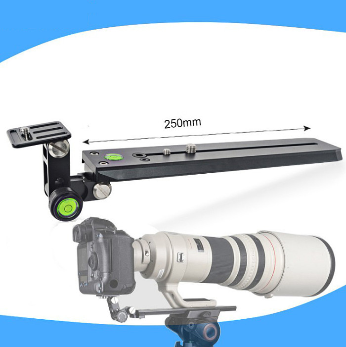 BGNING Telephoto Zoom Lens Bracket Support Holder 250mm Quick Release Plate Rail 1/4  3/8  for Benro S Video S6 S8 Monopod Head