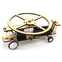 DIY Wooden Electric Slide Helicopter Vehicle Plane Toy Model Building Kits with Motor & Wheel Tires Scientific Education Toys for Children Kids (18*12.5*7cm)