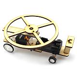 DIY Wooden Electric Slide Helicopter Vehicle Plane Toy Model Building Kits with Motor & Wheel Tires Scientific Education Toys for Children Kids (18*12.5*7cm)