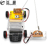 DIY Mini 4WD Remote Control Car Electric Motor Plastic Chassis Educational Material Kits Small Production Boys Gift