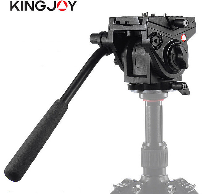 Kingjoy VT-3510 Tripod Head Aluminum Alloy Fluid Damping Head Bird Watching Stablizer for DSLR Camera with UNC 1/4  3/8  Thread Tripod