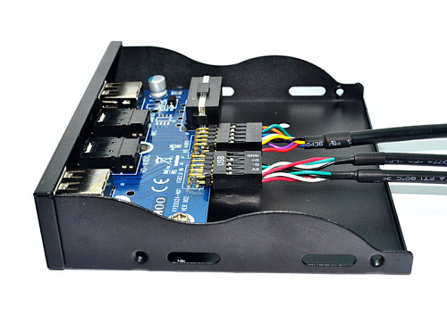 XT-XINTE High Quality 3.5  9Pin to 2 USB 2.0 Hub Front Panel with HD Audio Mic Interface for PC Desktop 3.5Inch Floppy Disk Bay Expansion