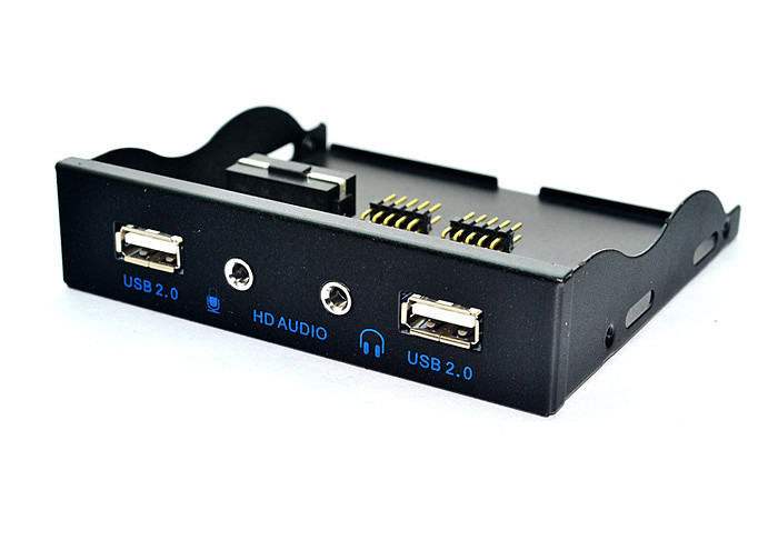 XT-XINTE High Quality 3.5  9Pin to 2 USB 2.0 Hub Front Panel with HD Audio Mic Interface for PC Desktop 3.5Inch Floppy Disk Bay Expansion