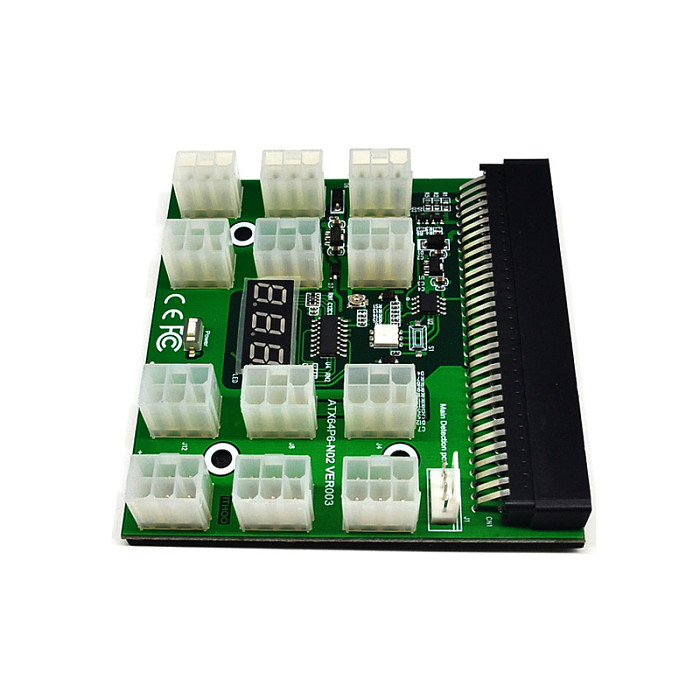 PCI-E 12V 64Pin to 12x 6Pin Power Supply Server Adapter Breakout Board w 12Pcs 6Pin Power Cable for HP 1200W 750W PSU GPU Mining