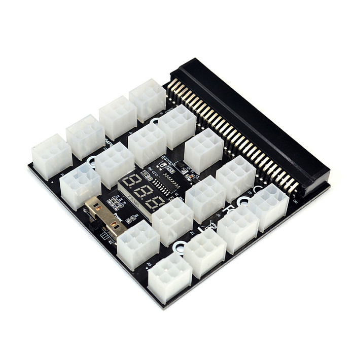 XT-XINTE Black PCI-E 17x 6Pin Power Supply Breakout Board Adapter Converter 12V for Ethereum BTC Antminer Miner Mining HP Server PSU GPU