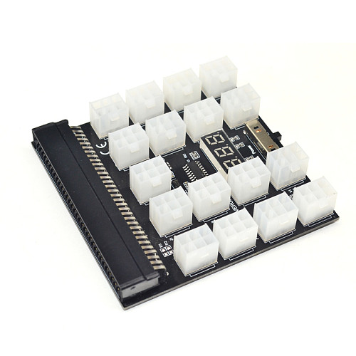 XT-XINTE Black PCI-E 17x 6Pin Power Supply Breakout Board Adapter Converter 12V for Ethereum BTC Antminer Miner Mining HP Server PSU GPU
