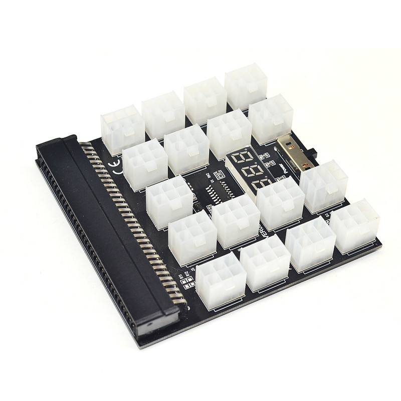 XT-XINTE Black PCI-E 17x 6Pin Power Supply Breakout Board Adapter Converter 12V for Ethereum BTC Antminer Miner Mining HP Server PSU GPU