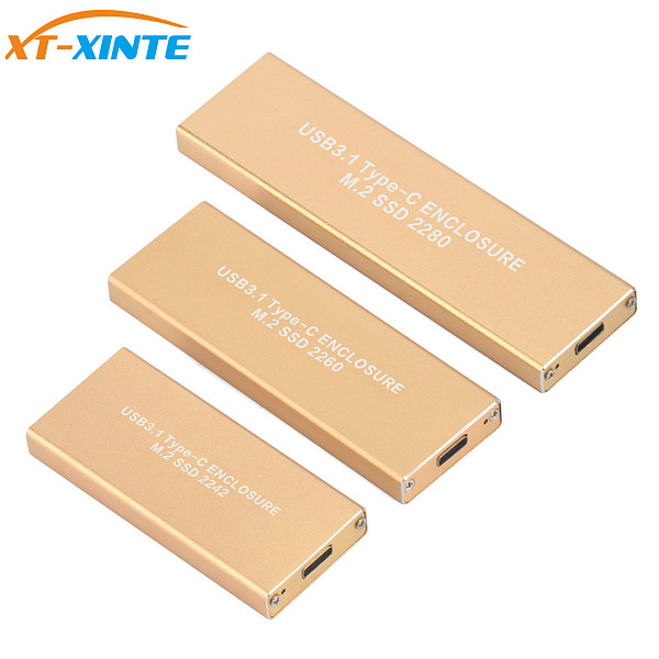 Metal Case USB3.1 Type-C Port Mobile M.2 NGFF B Key SSD Enclosure Case Adapter Box for M.2 NGFF B Key SSD  2242 2260 2280