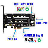 XT-XINTE M.2 NVMe SSD NGFF TO PCI-E X4 3.0 Adapter M Key B KEY Dual Interface Riser Card PCIE3.0 w/ Metal Bracket & Heatsink for Desktop