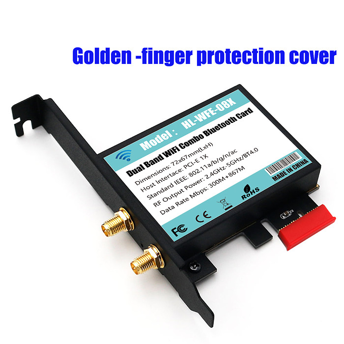 XT-XINTE 802.11 AC A/B/G/N/AC 7265 Module to PCI-E 1X Desktop Wifi Card Adapter Bluetooth 4.0 AC1200 2.4Ghz-300Mbps/5Ghz-867Mbps Bracket