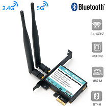 XT-XINTE 802.11 AC A/B/G/N/AC 7265 Module to PCI-E 1X Desktop Wifi Card Adapter Bluetooth 4.0 AC1200 2.4Ghz-300Mbps/5Ghz-867Mbps Bracket