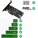 XT-XINTE M.2 NVMe SSD NGFF TO PCI-E X4 3.0 Adapter M Key B KEY Dual Interface Riser Card PCIE3.0 w/ Metal Bracket & Heatsink for Desktop