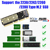 XT-XINTE M.2 NGFF NVMe SSD to PCI-E 3.0 16x X16/X8/X4 Adapter M2 NGFF Key M PCIE Extender Card w/ Heat Sink Radiator for 1U 2U Servers PC
