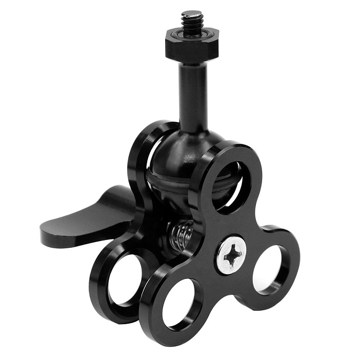 Diving Ball Fixture Lights Arm Triple Butterfly Clip Clamp Mount 1/4  Screw Adapter for Gopro13 Hero 5 6 Xiaomi GitUp DSLR Camera