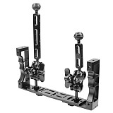 CNC Scuba Diving Underwater Light Arm System Triple Clamp Tray Bracket Handle Grip Stabilizer Rig for Video Gopro DSLR Cam Torch