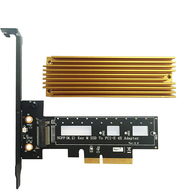 XT-XINTE M Key M.2 NVMe PCI-e SSD NGFF Type to PCIE PCI Express 3.0 4X Adapter Card with Heatsink for PC Laptop Support 2242 2260 2280