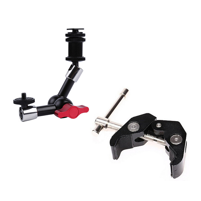 BGNING Adjustable Friction Articulating Magic Arm Super Clamp With 7 Inch Articulating Magic Arm for DSLR Camera