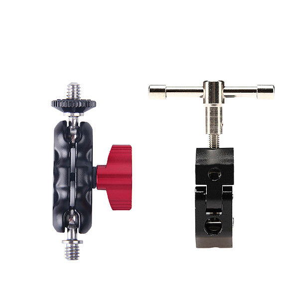 BGNING Adjustable Friction Articulating Magic Arm Super Clamp With Dual 1/4 75MM Ball Head Mount for DSLR Camera Canon Nikon