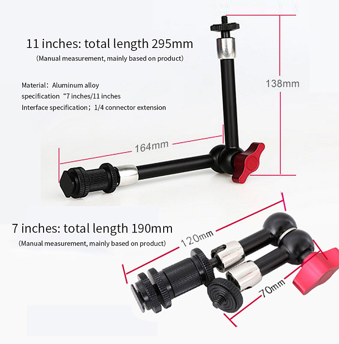 BGNING Adjustable Friction Articulating Magic Arm Super Clamp With 11 Inch Magic Arm Kit for DSLR Camera