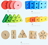 MWZ Color Digital Cognition Toy Wooden Children Early Educational Childhood Shape Pairing Geometry Five Columns Game Puzzle
