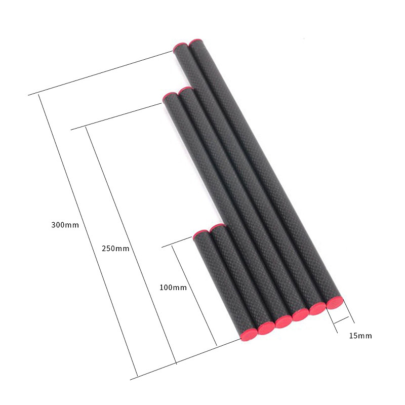 2Pcs 10cm / 25cm /30cm / 40cm Carbon Fiber Tube Rod for Dia 15mm Rod Rail System Follow Focus Camera Cage Kit