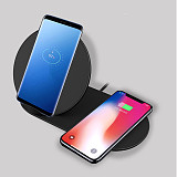 FCLUO 2 in 1 Qi Fast Charging Quick Wireless Charger Stand Pad for iPhone Mobile Phones for Apple Watch 4 3 for Samsung Watch Gear S8