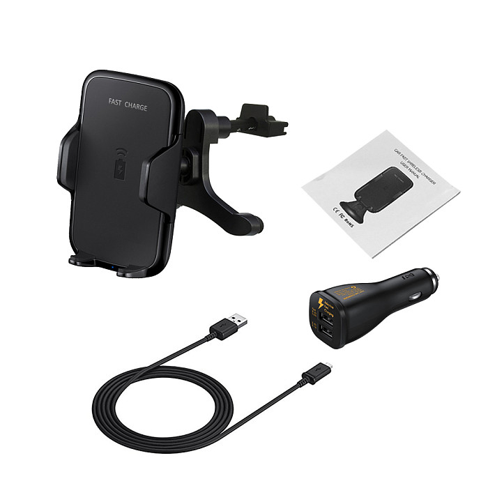 FCLUO Qi Car Wireless Fast Charger Bracket Air Outlet Bracket with Fast Charging Plug For Iphone Samsung Mobile Phone