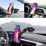 FCLUO Qi Car Wireless Fast Charger Bracket Telescopic Suction Cup + Air Outlet Clip with Fast Charging Plug For Iphone Samsung Mobile Phone