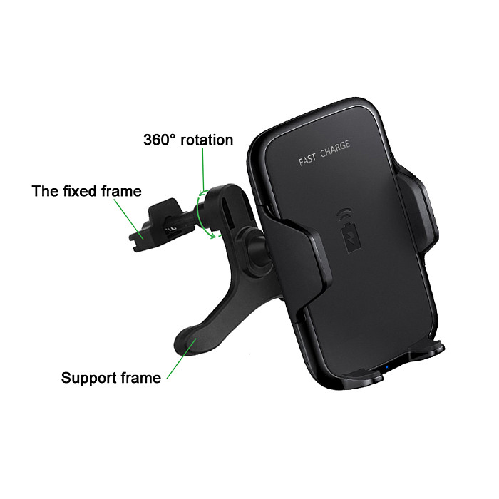 FCLUO Qi Car Wireless Fast Charger Bracket Air Outlet Bracket with Fast Charging Plug For Iphone Samsung Mobile Phone