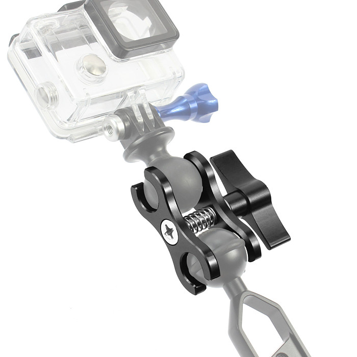 For GoPro13 BGNing CNC Aluminum 2-Hole / 3-hole Butterfly Clip Clamp Light Arm Clamp Ball Head Camera Bracket Diving Clamp