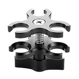 BGNing CNC Aluminum 2-Hole / 3-hole Butterfly Clip Clamp Light Arm Clamp Ball Head Camera Bracket Diving Clamp
