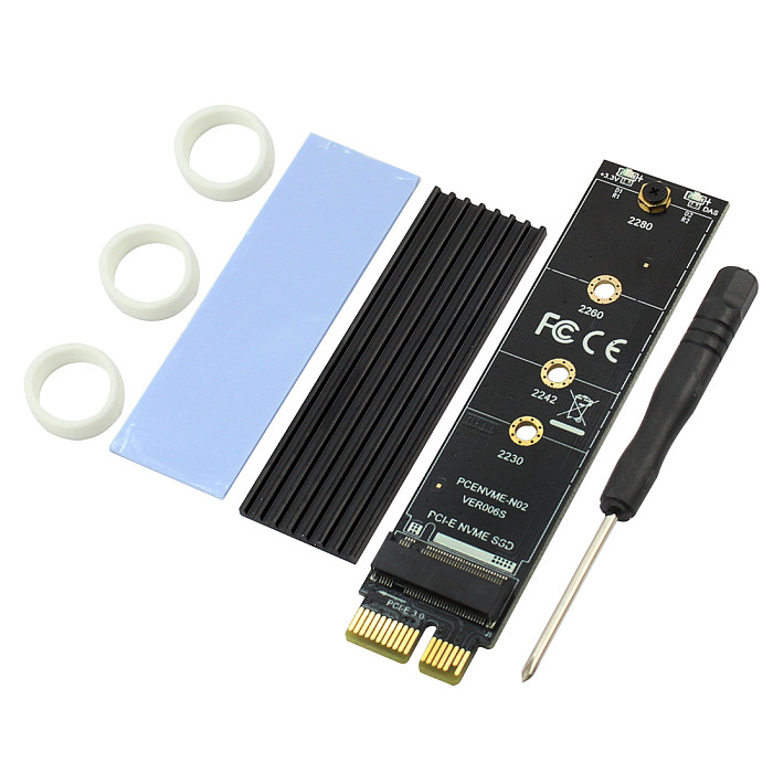 XT-XINTE PCI-E PCI Express 3.0 X1 to M.2 M KEY Interface NVMe SSD PCIE M.2 Riser Card Adapter Heatsink SSD 2230 2242 2260 2280 Full Speed