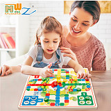 MWZ Enlightenment Kids Baby Learning Educational Wooden Toys Blocks Assemblage Checkers Flying Chess 2 in1 Multi-play Chess